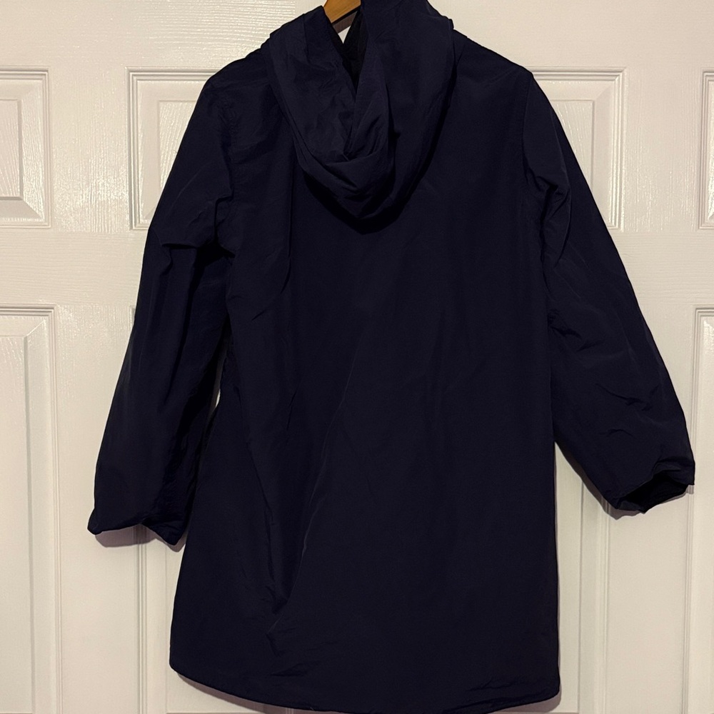 Eileen Fisher Reversible Women's Black And Blue Hooded Rain Coat Trench Coat Pl View 6